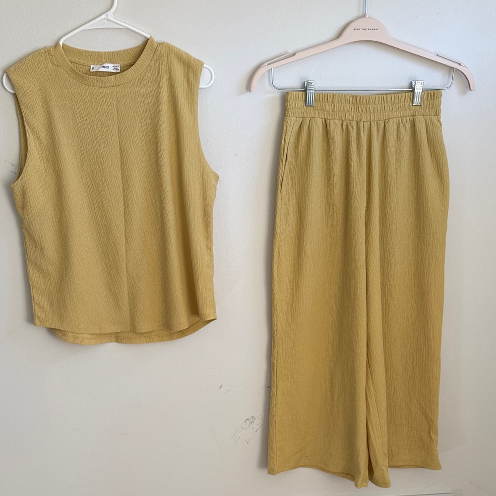 Mango Mustard Sleeveless Top and Wide Leg Pants
